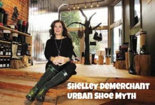 She kicked off her work boots…